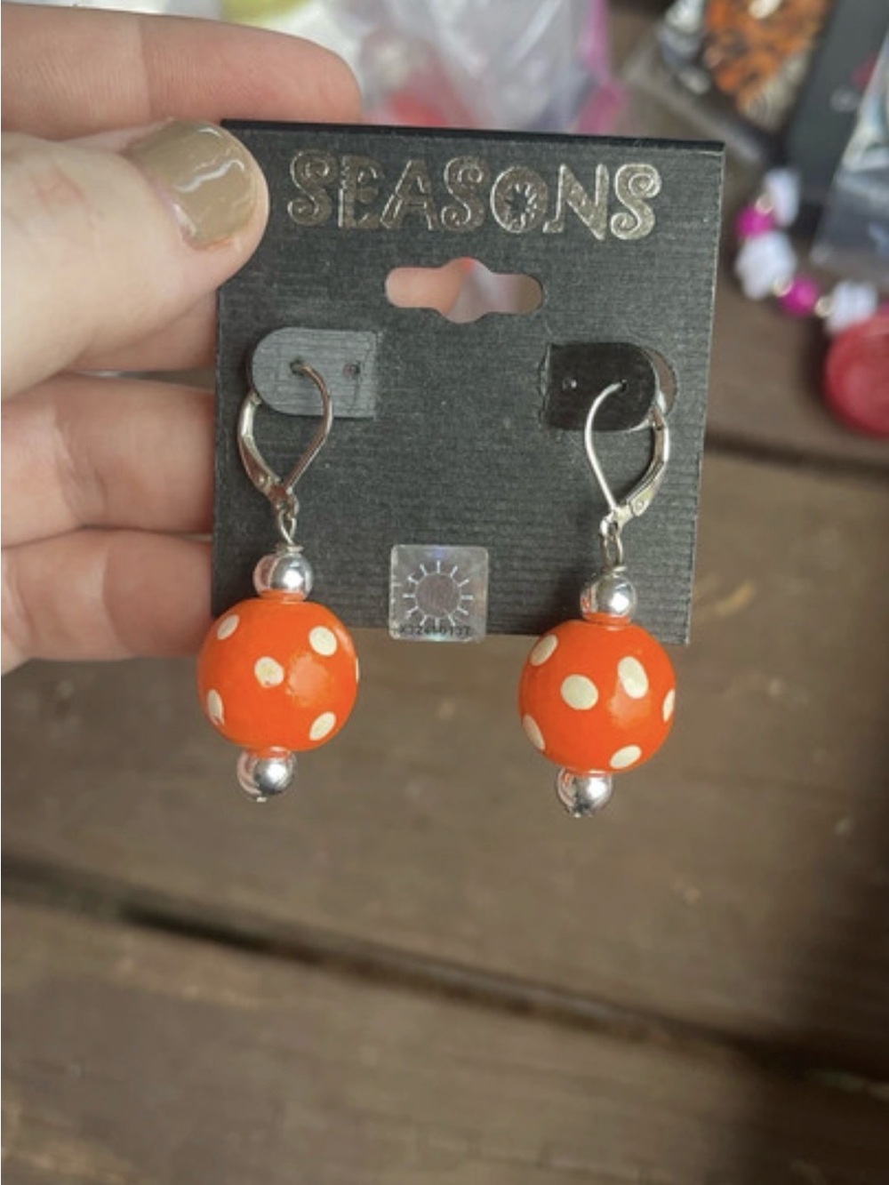 Orange Polka Dot Drop Earrings
